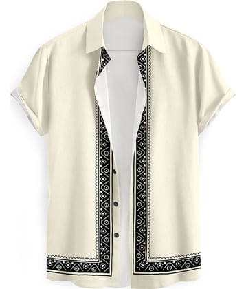 TERIZLA Cotton Blend Regular Fit Printed Half Sleeves Men's Casual Shirt - Beige ( Pack of 1 )