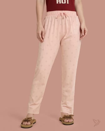 Heart printed Night Pants - Rose Cloud-XS / Rose Cloud