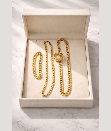 Fadiso Fashion Gold Plated Chains Combo ( Set of 4 )
