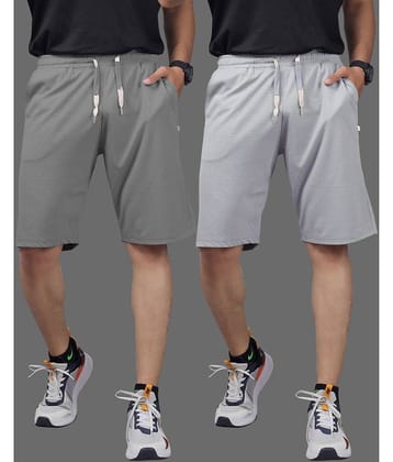 Septem Medium Grey Cotton Blend Men's Gym Shorts ( Pack of 2 )