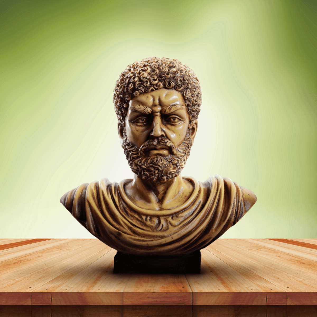 Classical Curled Beard Bust Sculpture