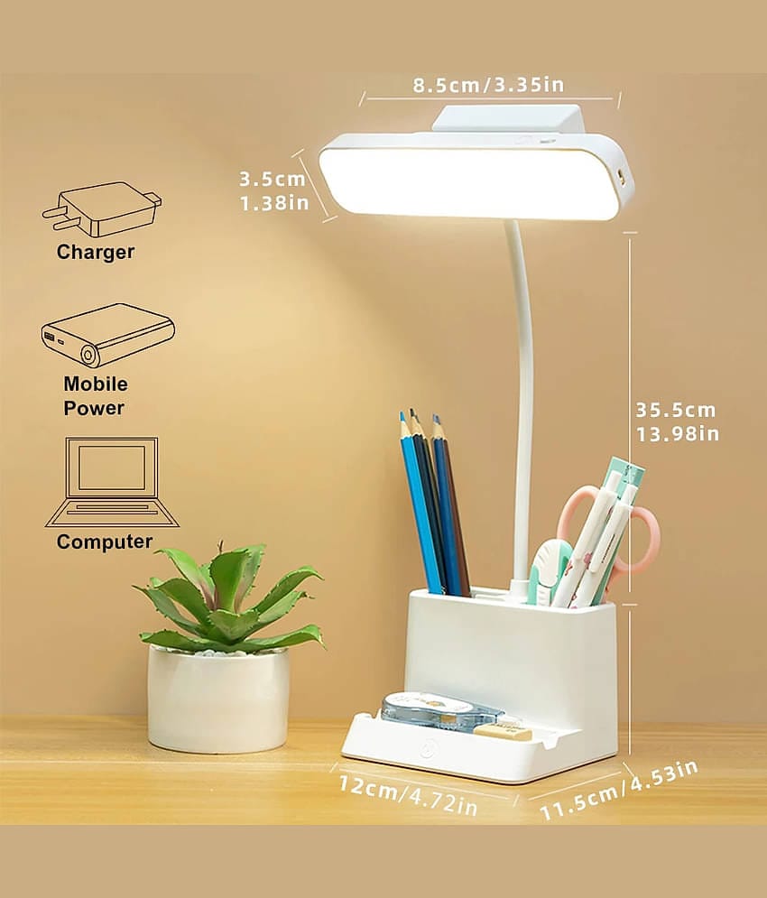 FIRSTLIKE White Study Table Lamp ( Pack of 1 )