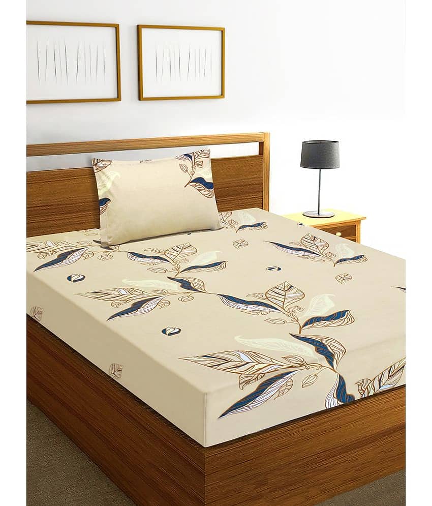 Home Candy Microfiber Nature Single Size Bedsheet with 1 Pillow Cover - Tan