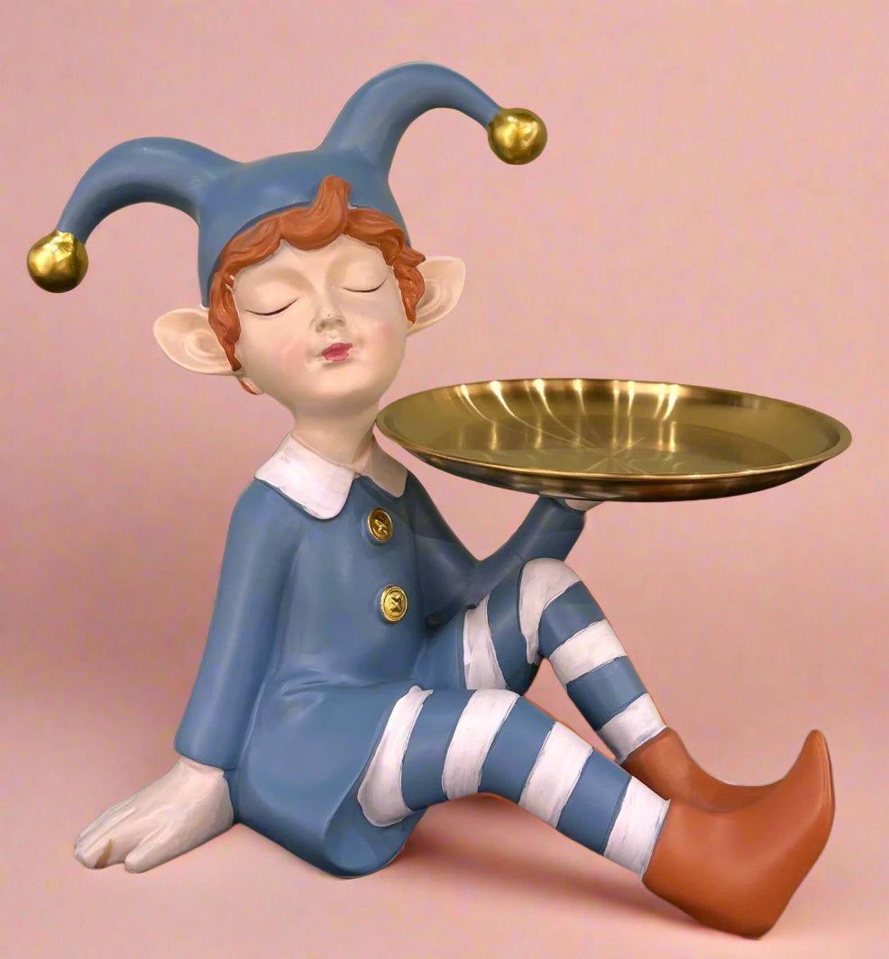 Ms Daisy sitting with  a tray-H: 12.5 | L: 7.5 | W: 5.5 (Inch) / Blue