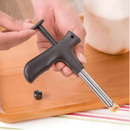 forral Silver Stainless Steel Coconut Opener Tool, Drill Cutter with Stick ( Set of 1 )