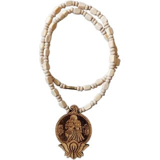 Radha Krishan Tulsi Mala Wood Locket 100% Original Beads Wood Chain Wood Necklace