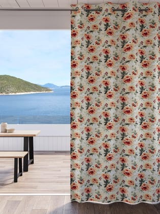 DDECOR - 100% PolyesterFloral PatternLarge Door 9 Ft|135 CM X 260 CM| - Orange