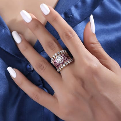Rachel Silver Moissanite Ring For Women | 22KT Gold Vermeil-13 / Yellow Gold