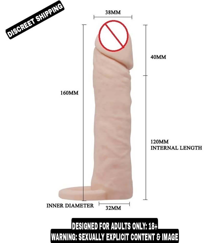 KAMAHOUSE PREMIUM QUALITY REUSABLE 6.2" REALISTIC PENIS SLEEVES W/ SOLID HEAD EXTRA INCHES