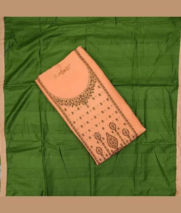 Soul Essence Unstitched Cotton Embroidered Dress Material - Peach ( Pack of 1 )