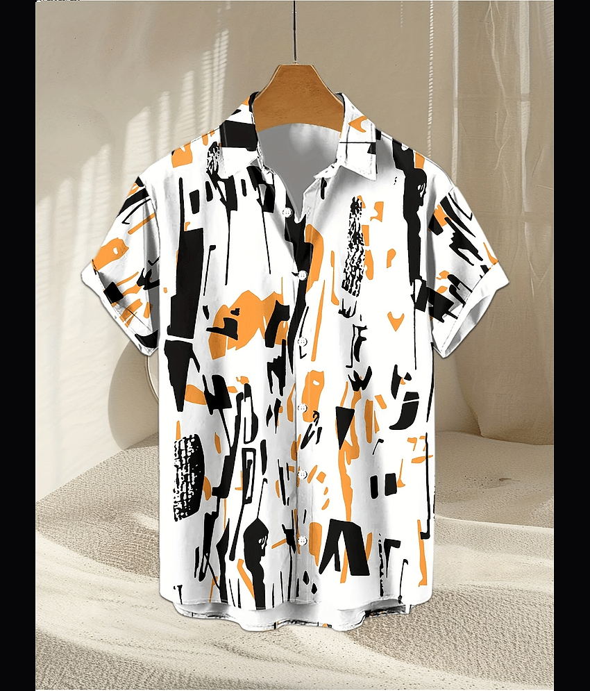 AAPSKA Rayon Flex Regular Fit Printed Half Sleeves Men's Casual Shirt - White ( Pack of 1 )
