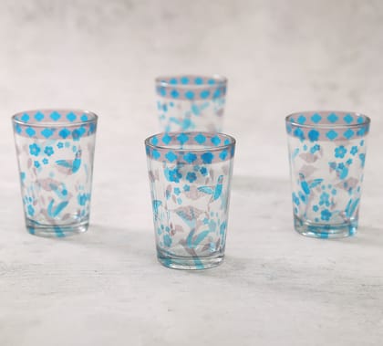 India Circus Grey Flock Of Birds Chai Glass Set Of 4 India Circus Grey Flock Of Birds Chai Glass Set Of 4