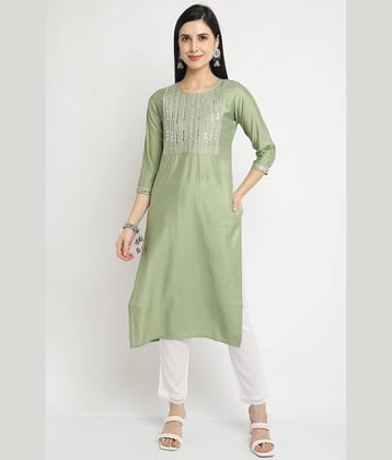 Rajnandini - Green Chanderi Women's A-line Kurti ( Pack of 1 )