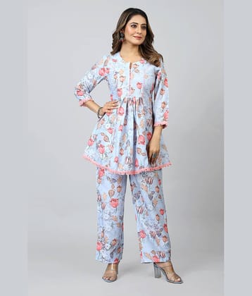 SARRAS Women Printed Tunic With Trousers Co-Ord Set ( Multicolor )