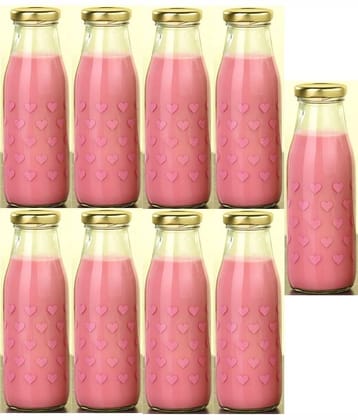 AFAST Glass Water And Milk Bottle Multicolor Glass Fridge Water Bottle 300 mL ( Set of 9 )