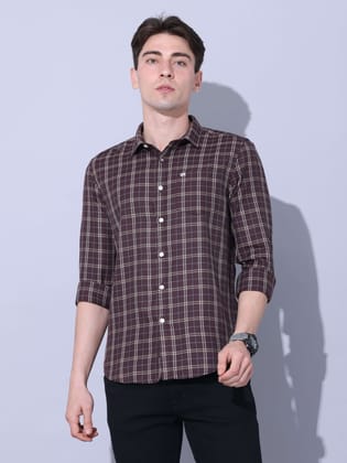 Brown Checks Casual Shirt-S