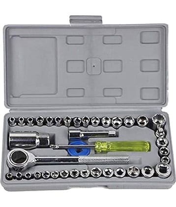 Shopper52 40 in 1 Screw Driver Set PCS Automobile Motorcycle Tool Box Set Socket Wrench Sleeve Suit Hardware Auto Car Repair Tools Socket Home Tool Kit Set (Silver)