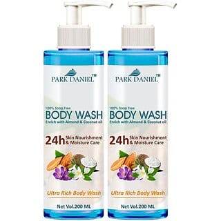 PARK DANIEL Ultra Rich Body Wash Enriched With Almond and Coconut Oil - For Skin Nourishment and Moisture Care Combo Pack 2 Bottle of 200 ml(400 ml) (400 ml)