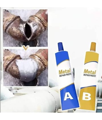 Amz Deals Magic Metal Mending, Industrial Heat Resistance Cold Weld Metal Repair Paste Adhesive Gel, Ab Strong Glue Universal Metal Plastic Weld Repair Glue Aluminum, Chrome, Stainless still ( 2 Pics Tube Each-50-50gms)