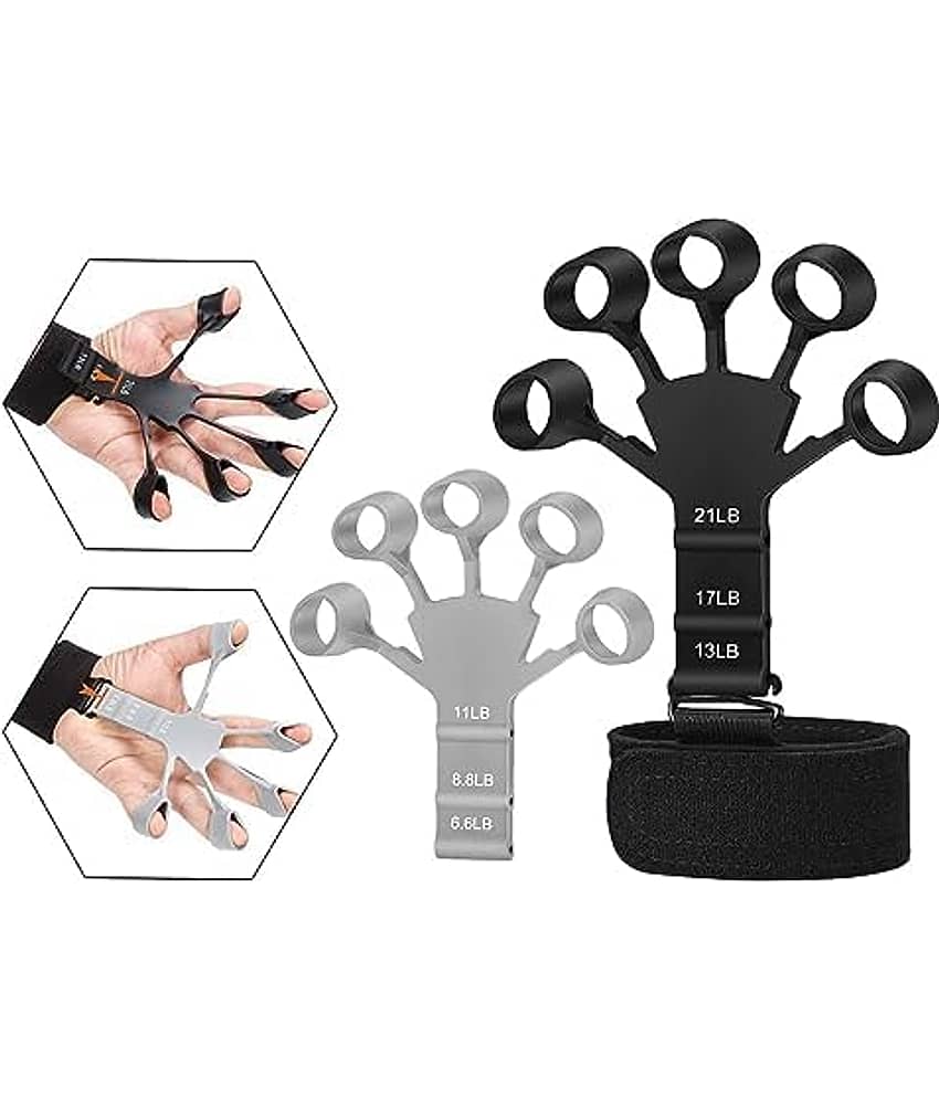 Finger Exerciser Finger Stretcher Finger Resistance Band Guitar Strength Trainer Reverse Grip Strengthener Climbing Exercise Equipment Finger Extensor Strengthener for Wrist Hand, (Pack of 2)