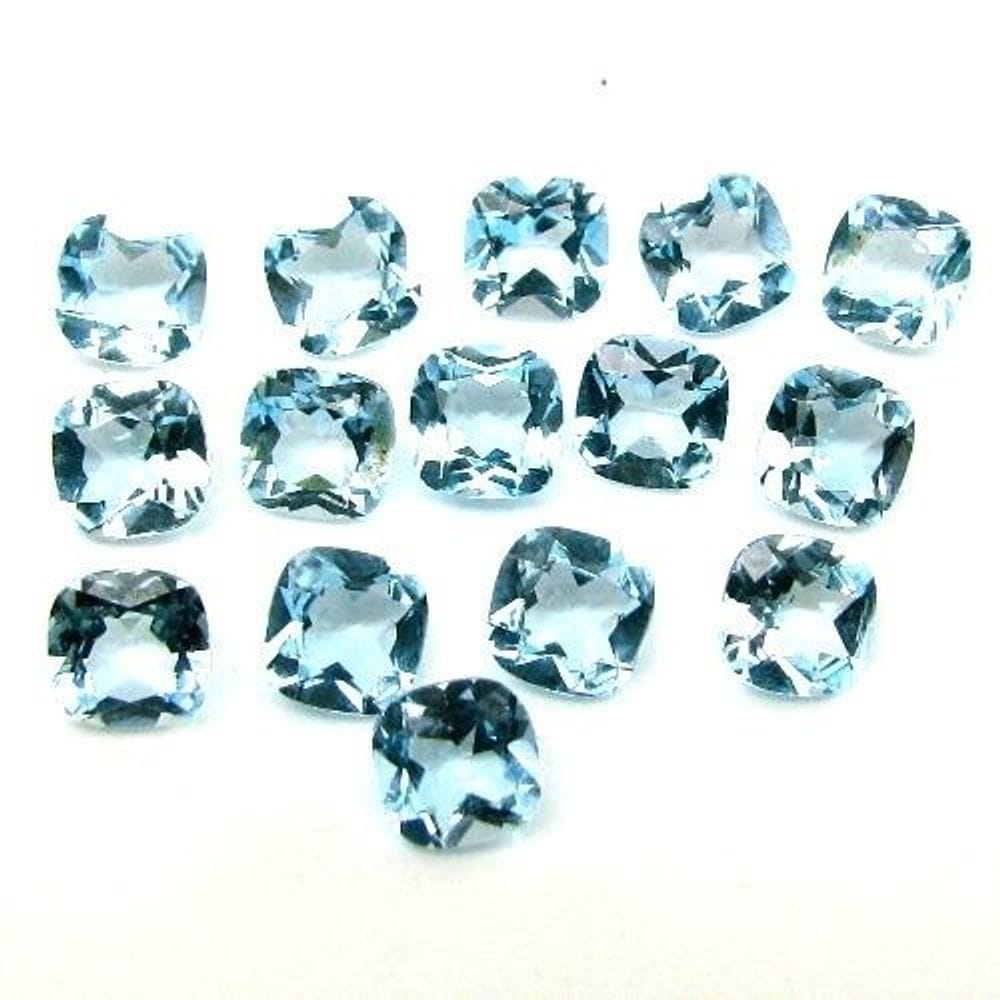 18.1Ct 20pc 6mm Natural Blue Topaz Setting Cushion Faceted Gemstones