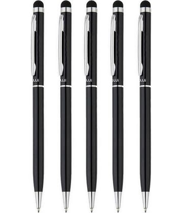 UJJi Sleek Design Black Pen with Stylus for Touch Screen Pack of 5 Ball Pen