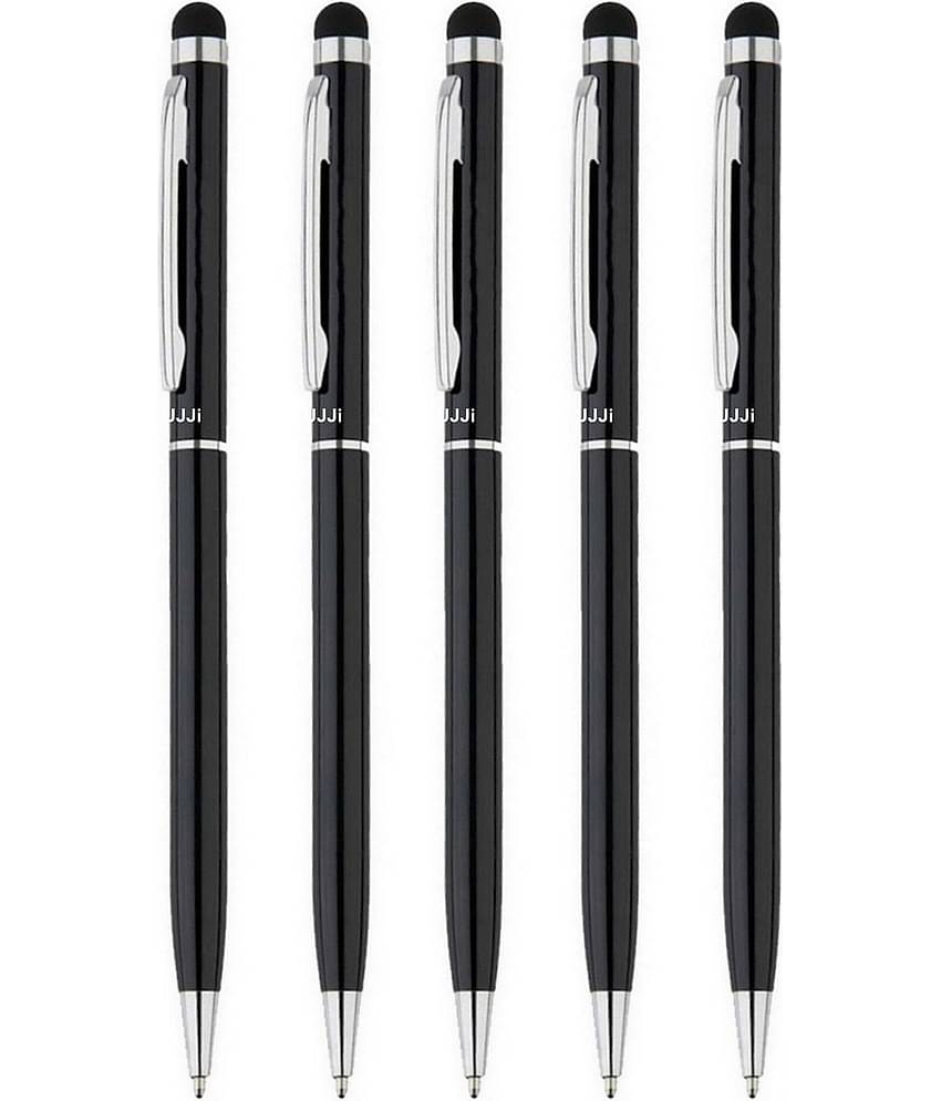 UJJi Sleek Design Black Pen with Stylus for Touch Screen Pack of 5 Ball Pen