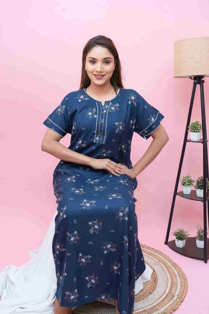 Latest Women Premium Women's A-Line Nighty | Soft Alpine Fabric | Designer Aarka Work | Direct W
