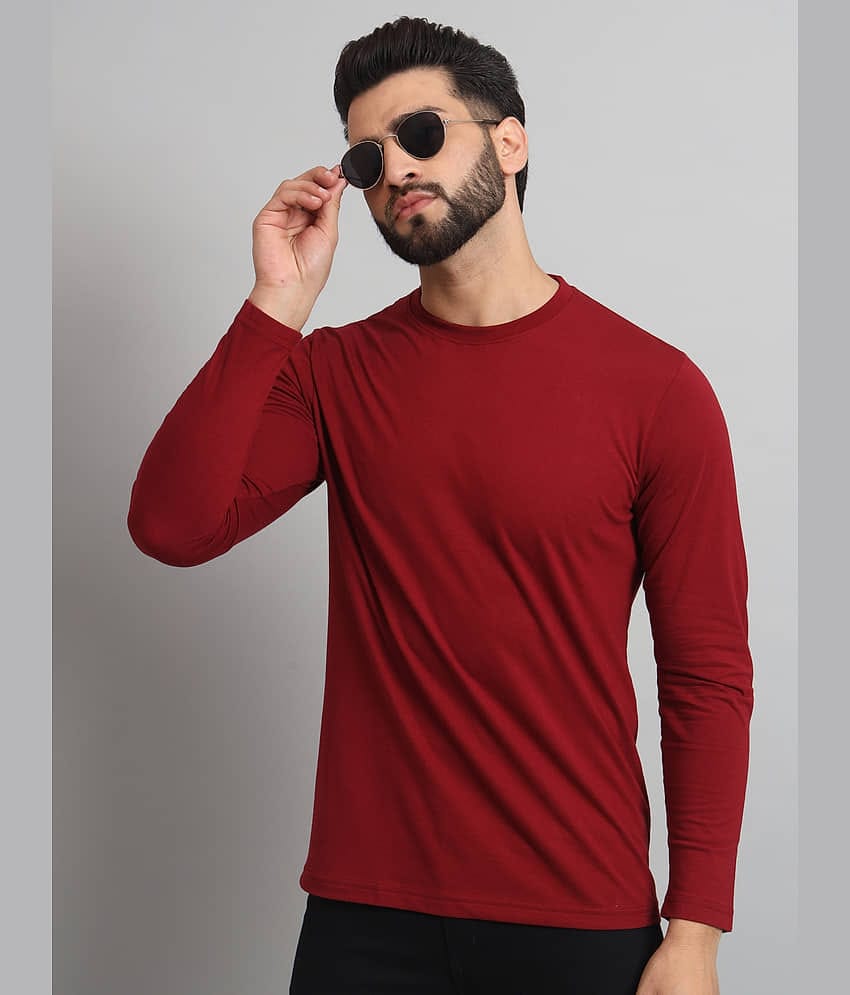 ZEBULUN Pack of 1 Cotton Blend Regular Fit Men's T-Shirt ( Maroon )