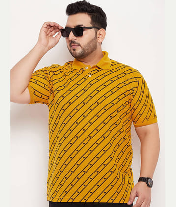 GET GOLF Pack of 1 Cotton Blend Regular Fit Striped Half Sleeves Men's Polo T Shirt ( Mustard )