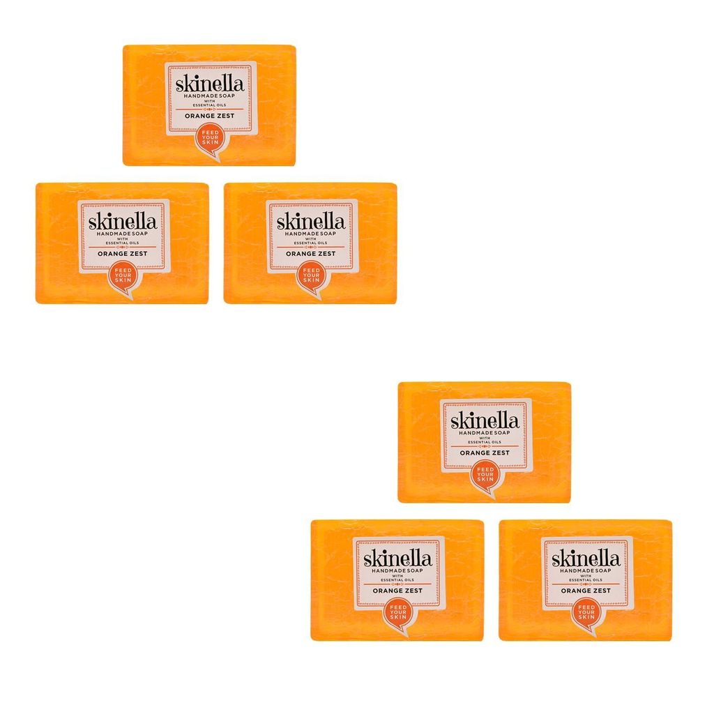 Skinella Orange Zest Soap - Herbal Bathing Bar for Fresh Skin - Natural Soap Infused with Essential Oils - Gentle Exfoliation for All Skin Types - Pack of 3 (100gm*3) (300gm)