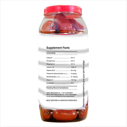 Drools Absolute Calcium Sausage Dog Supplement - Jar ,32 Pcs