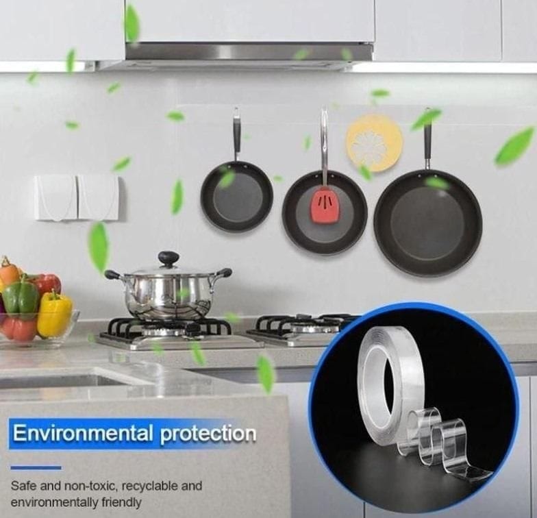 Transparent Adhesive Nano Tape, Removable Traceless Washable Gel Grip Tape, Multifunctional Double Sided Adhesive for Home Kitchen Office