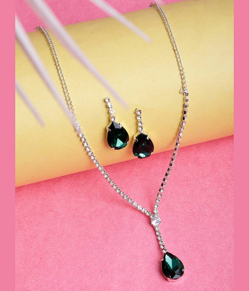 SUNHARI Green Alloy Necklace Set ( Pack of 1 )