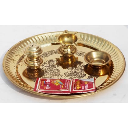 Brass Pooja Thali Set Iching (ZMAS386 C)