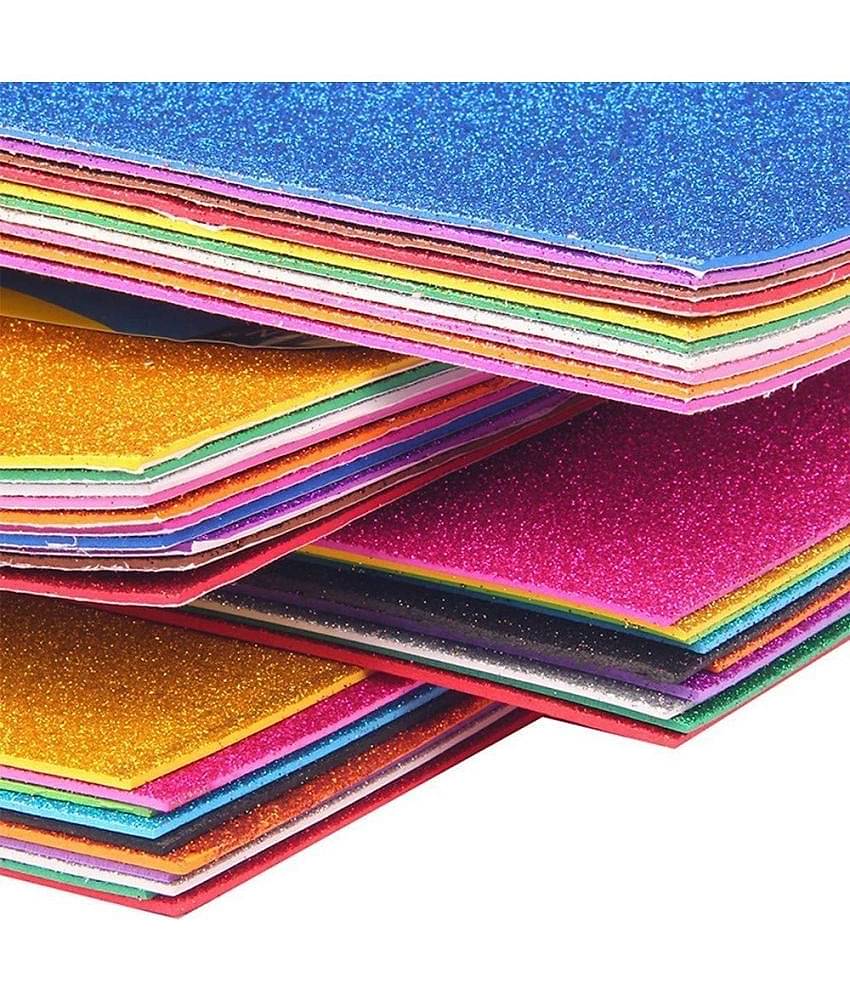 Eclet A4 Glitter Foam Sheet Sparkles (self Adhesive) 2 mm Thick 10 Different Color, for Art & Craft