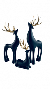 Set of 3 Deer Showpiece for Office Home Decor,H-30 cm-Poly Resin