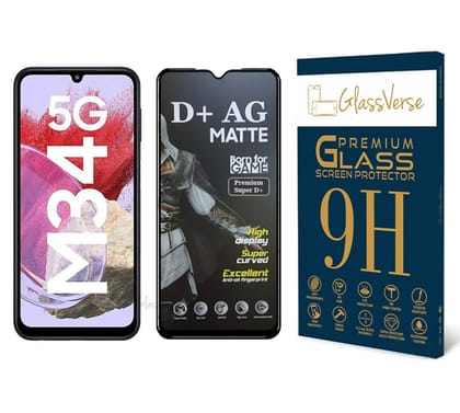 GlassVerse D+ Matte Tempered Glass With 18H Hardness For Samsung Galaxy M34 5G (PACK OF 1) with Free Installation Kit Full screen Coverage - 6.5 inch GlassVerse D+ Matte Tempered Glass With 18H Hardness For Samsung Galaxy M34 5G (PACK OF 1) with Free Ins
