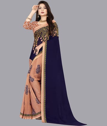 ANAND SAREES Georgette Printed Saree With Unstitched Blouse Piece ( Beige )