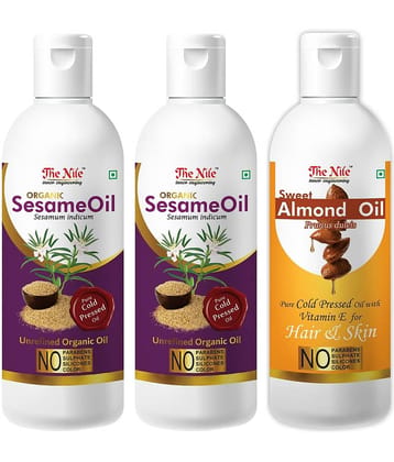 The Nile Sesame Oil 100 ML X 2 + Sweet Almond Oil 100 Ml 300 mL Pack of 3