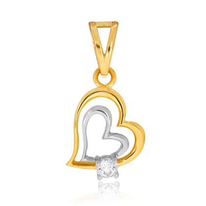 Senco Gold Twin Heart Solitaire Pendant (1 gram / 0.11 Ct / GH-VS / 18K Yellow Gold)