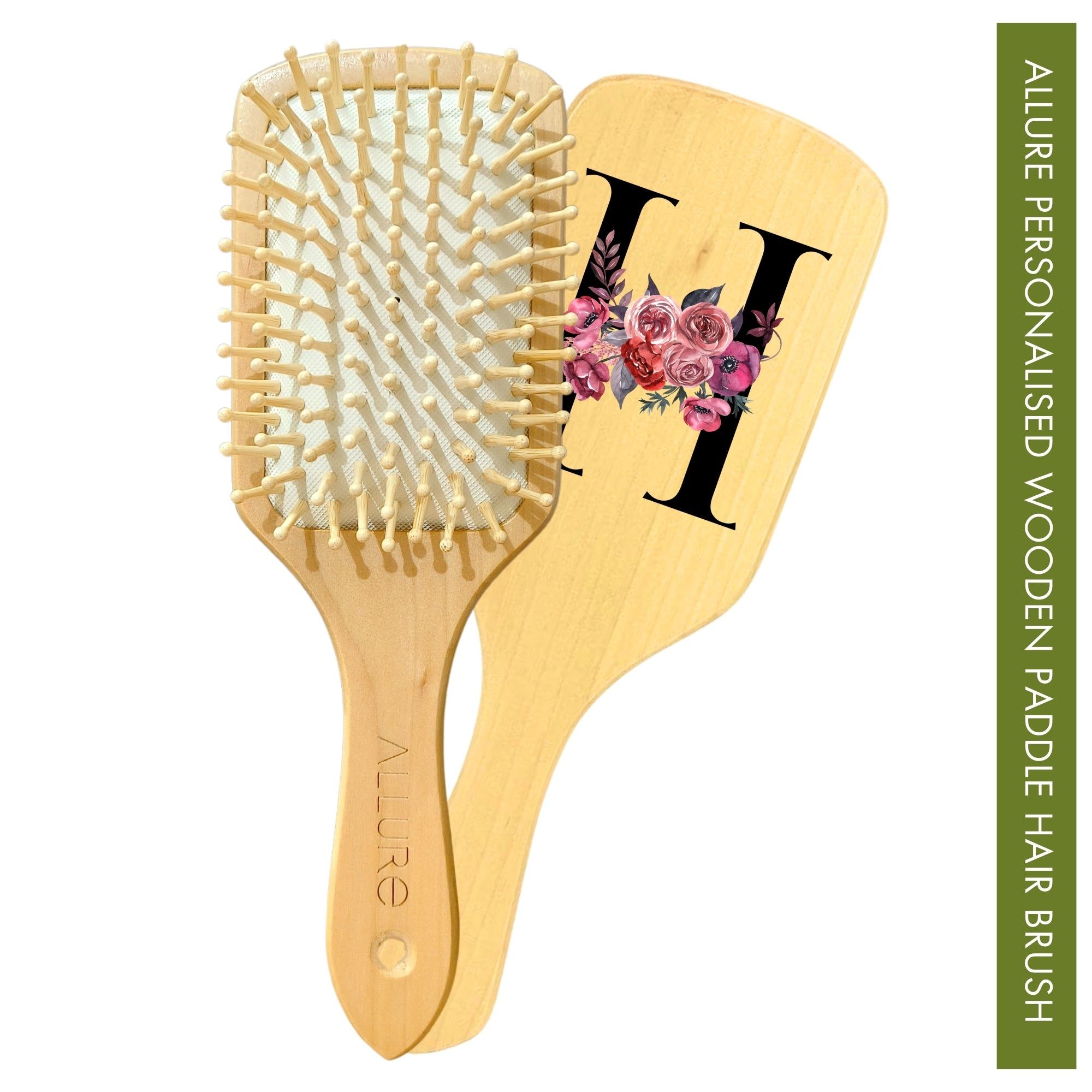 Allure Personalised Letter H Paddle Hair Brush