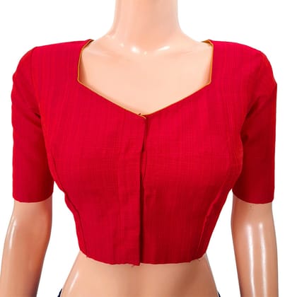 Semi Raw Silk Sweetheart neck Blouse with Triangular cut in the back & Lining,  Majentha, BS1127A-S