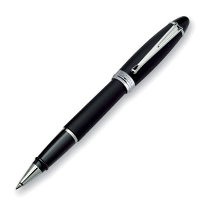 Aurora Ipsilon Satin Black with Chrome Trims Rollerball Pen