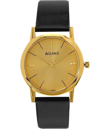 Aglance - Black Leather Analog Men's Watch