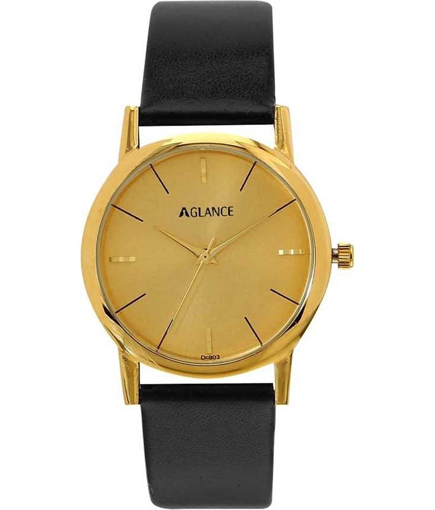Aglance - Black Leather Analog Men's Watch