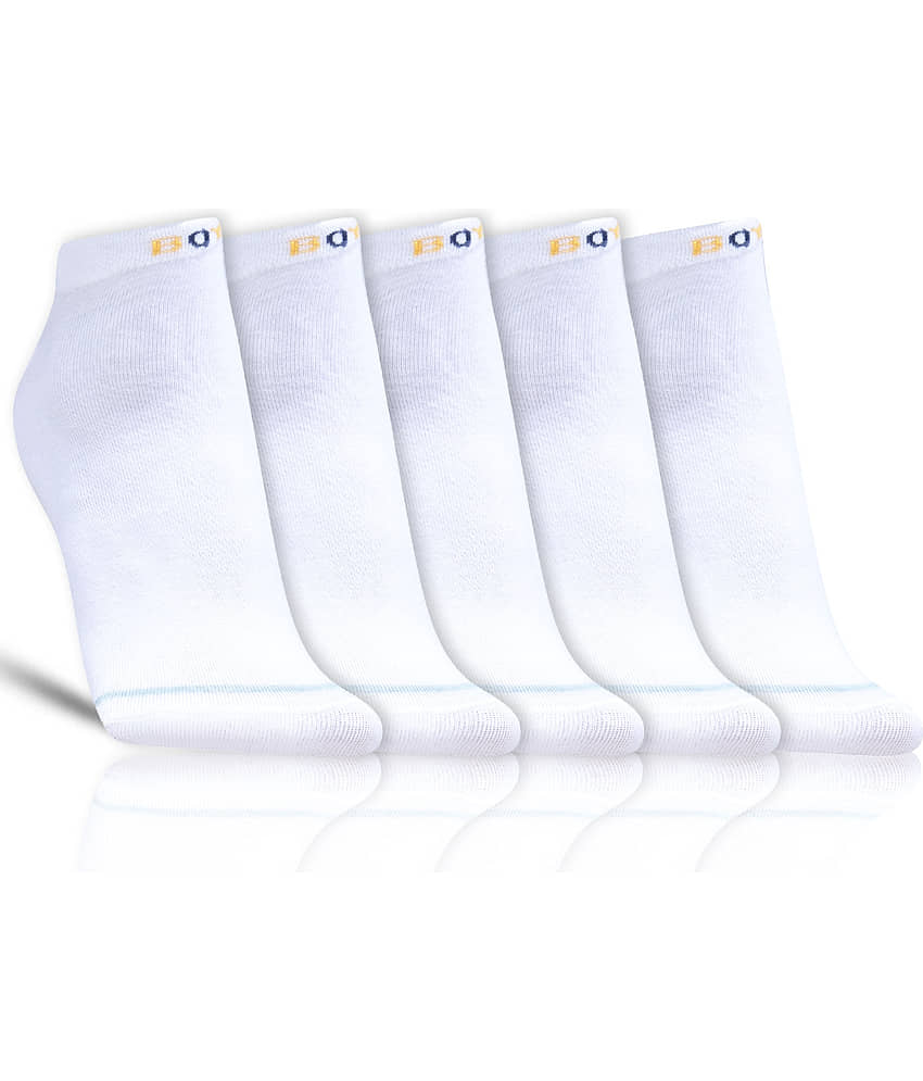 Dollar - Cotton Men's Printed White Low Ankle Socks ( Pack of 5 )
