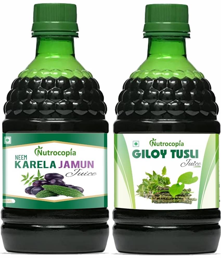 NUTROCOPIA Neem Karela Jamun & Giloy Tulsi Juice For Diabetic Care Pack of 2 of 400 ML(800 ML)