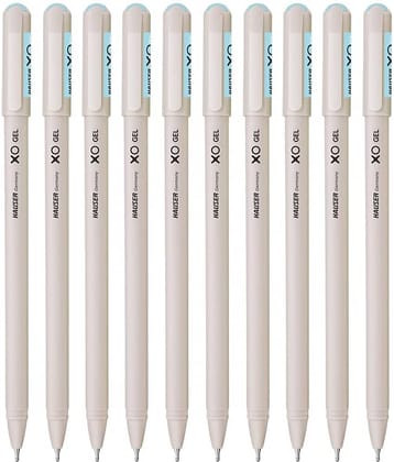Hauser XO Gel Pen Wallet Pack | Sleek Body & Minimalistic Design With Matt Finish | Solid Body Type, Low Viscosity Ink | Ultra Durable Tip | Blue Ink, Pack of 10 Pens