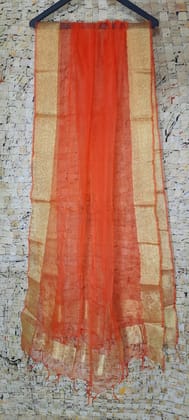 Lively Hand Dyed Pure Organza Orange Dupatta